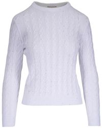 Kinross Cashmere - Cable-Knit Embellished Sweater - Lyst