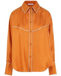Raquel Diniz - Piping-Detail Silk Shirt - Lyst