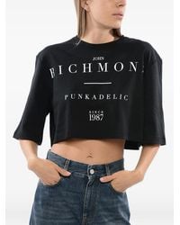 John Richmond - Logo-Print Cropped T-Shirt - Lyst