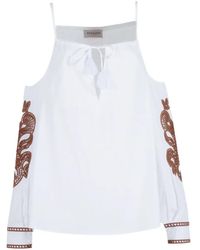 ERMANNO FIRENZE - Blouse Met Open Schouders En Borduurwerk - Lyst