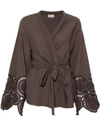 ViCOLO - Veste D'Inspiration Kimono À Bords En Crochet - Lyst