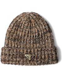 Prada - Melangé Virgin Wool Beanie - Lyst