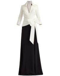 Tadashi Shoji - Bow-Detail V-Neck Panelled Dress - Lyst