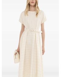 Nissa - Robe Mi-Longue Ceinturée À Rayures - Lyst