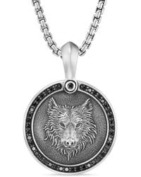 David Yurman - Petrvs Wolf Sterlingsilber-Amulett Mit Diamanten (30,3Mm) - Lyst