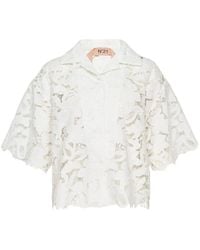 N°21 - Floral-Lace Blouse - Lyst