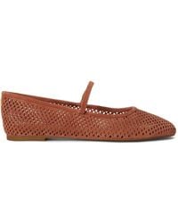 Ralph Lauren - Jayna Perforated Leather Ballet Flats - Lyst