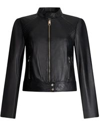 Liu Jo - Zip-Front Leather Jacket - Lyst