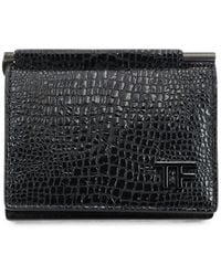 Tom Ford - Crocodile-Effect Tf Monogram Card Holder - Lyst