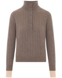 ELEH - Ribbed-Knit Button-Up Sweater - Lyst