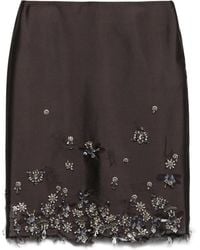 Prada - Gonna Midi Con Ricamo - Lyst