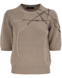 Fabiana Filippi - Rhinestone-Embellished Embroidered Sweater - Lyst