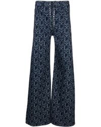 Ludovic de Saint Sernin - Monogram-Print Lace-Up Jeans - Lyst