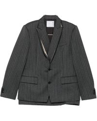 Sacai - Pinstripe-Pattern Buttoned Blazer - Lyst
