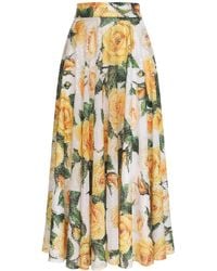 Dolce & Gabbana - Rose-print Sequin-embellished Skirt - Lyst