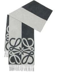 Loewe - Sciarpa Con Frange E Logo A Intarsio - Lyst