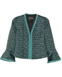 Emporio Armani - Textured Ruffled-Sleeve Jacket - Lyst