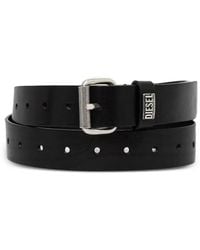 DIESEL - Logo-Plaque Leather Belt - Lyst