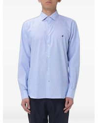 Brooksfield - Vertical-Stripe Logo-Embroidered Shirt - Lyst