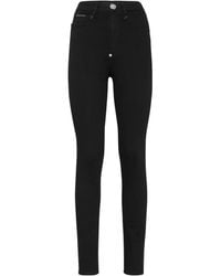 Philipp Plein - Crystal Skull Denim Super High Waist Jeggings - Lyst