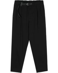 and wander - Seersucker Tapered-leg Trousers - Lyst