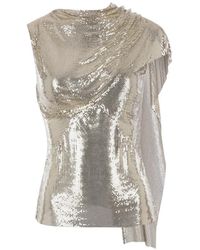 Rabanne - Top Drapeado De Malla - Lyst