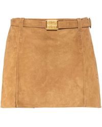 Miu Miu - Belted Suede Miniskirt - Lyst