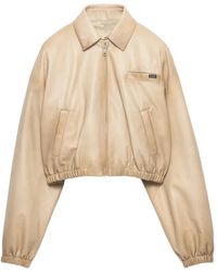 Prada - Cropped Nappa Leather Jacket - Lyst