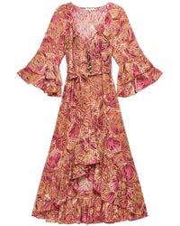 Maliparmi - Sweet Butterfly-Print Tiered Asymmetric Dress - Lyst