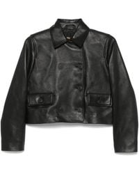 Maje - Cropped-Jacke Aus Leder - Lyst