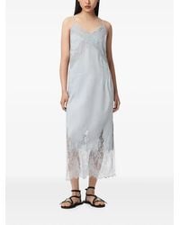 AllSaints - Vestido Midi Samia De Lino - Lyst