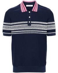 Wales Bonner - Stripe-detailing Knitted Polo Shirt - Lyst