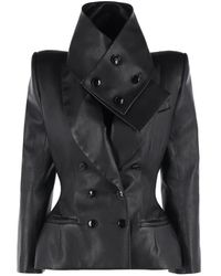 MATIERES FECALES - Double-Breasted Funnel-Neck Jacket - Lyst