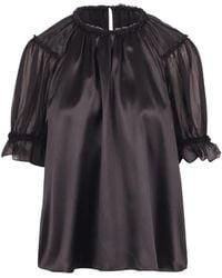 Ulla Johnson - Alina Ruffled Silk-Satin Blouse - Lyst