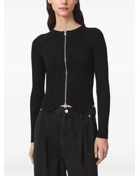 AllSaints - Ribbed-Knit Zip-Up Cardigan - Lyst