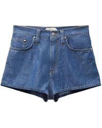Versace - Chambray Denim Mini Shorts - Lyst