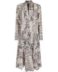 Pinko - Snakeskin-Print Tiered Dress - Lyst