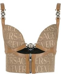 Versace - Top a bustino allover - Lyst