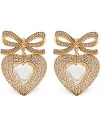 Self-Portrait - Bow Crystal Heart Earrings - Lyst