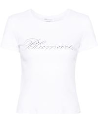 Blumarine - Camiseta con logo de strass - Lyst