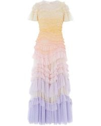 Needle & Thread - Robe Longue Wild Rose Ombre À Manches Courtes - Lyst