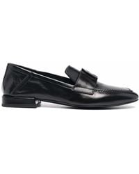Furla - Logo-plaque Leather Loafers - Lyst