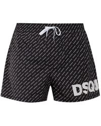 DSquared² - Short De Bain À Lien De Resserrage Et Logo Imprimé - Lyst