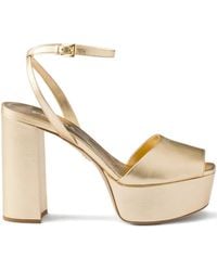 Prada - Metallic Leather Platform Sandals - Lyst