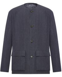 Lardini - Pinstriped Collarless Jacket - Lyst