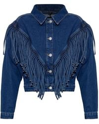 AllSaints - Marlene Tassel-Trim Denim Jacket - Lyst