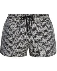 Balmain - Badeshorts Mit Geometrischem Print - Lyst