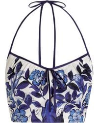 Dolce & Gabbana - Satijnen Top Met Majolica-Print - Lyst