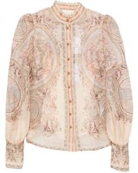 Zimmermann - Ascent Printed Puff-Sleeve Blouse - Lyst