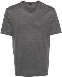 Zegna - T-shirt en lin à col ras-de-cou - Lyst